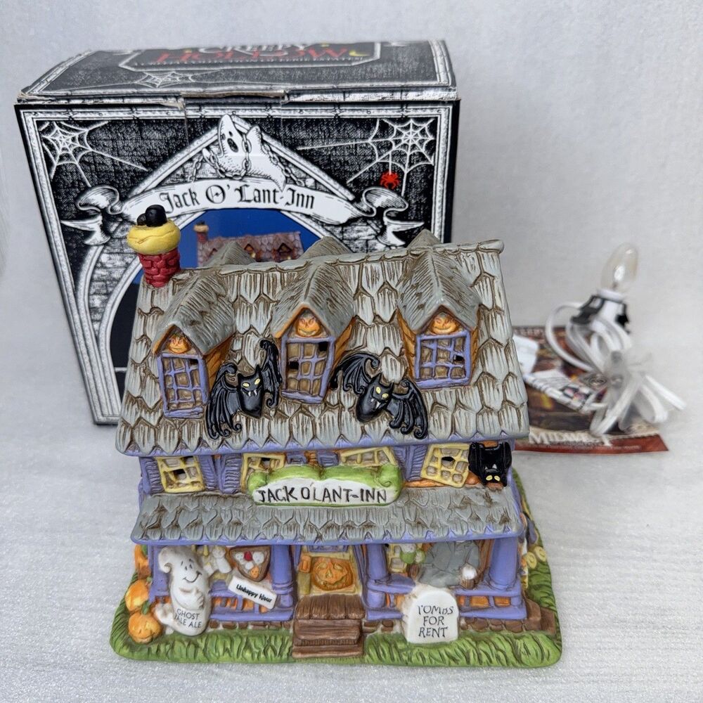 Creepy Hollow Halloween Village Jack O' Lant-Inn Hotel w/ Light Midwest EUC
